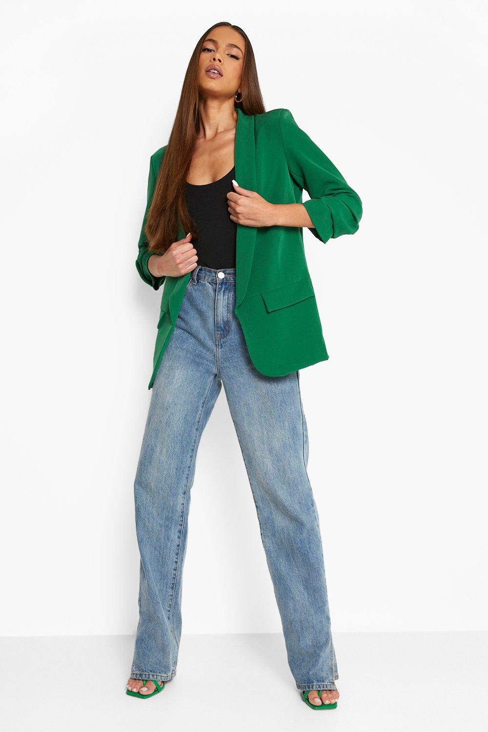 Boohoo ruched sleeve on sale blazer